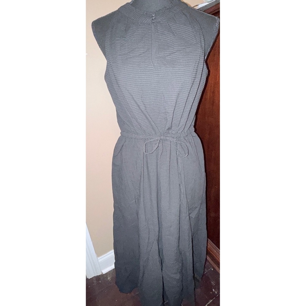 Time and Tru Halter Midi Dress Womens XS Black New NWT Textured Tiered Skirt